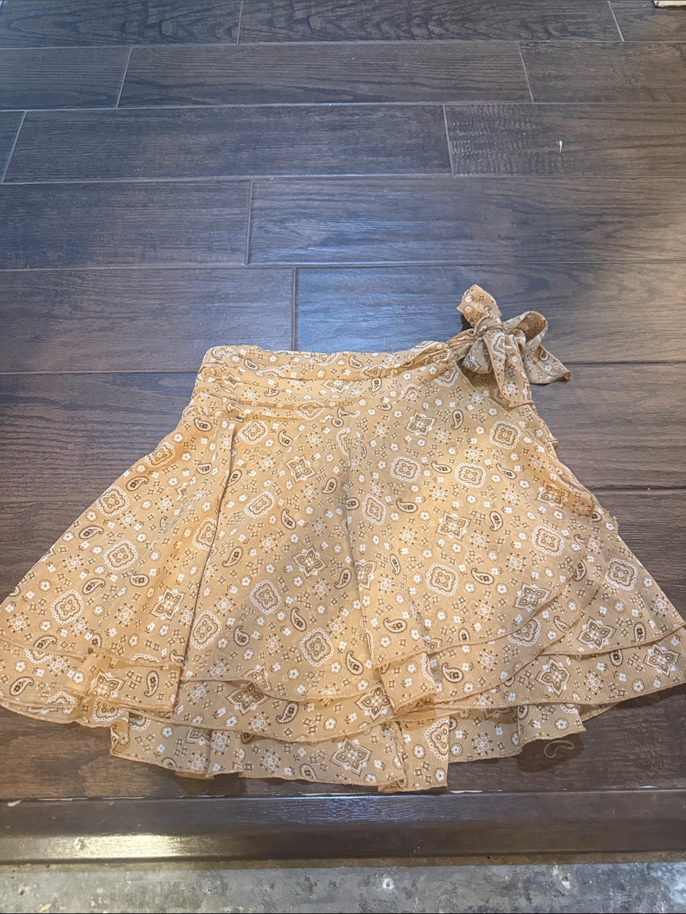 aerie Tan Bandana-Print Tie-Waist A-Line Skirt